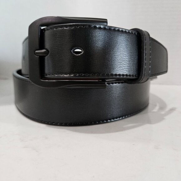 Beltox Fine Mens Black & Brown Reversible Leather Belt Metal Buckle Size 40-42 - Picture 3 of 9